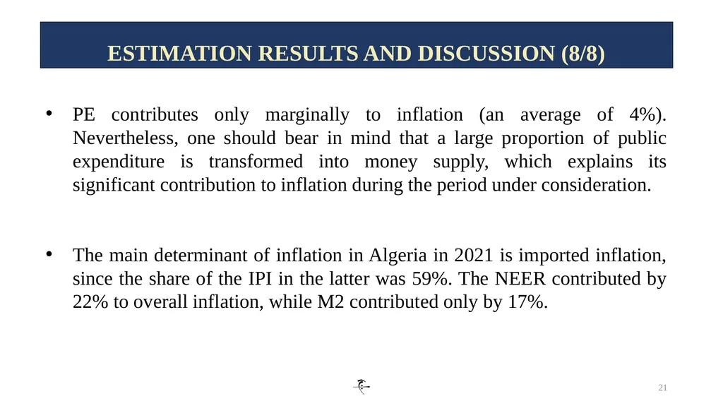 1 INFLATION DYNAMICS AND DETERMINANTS IN ALGERIA: - slide 21 of 24