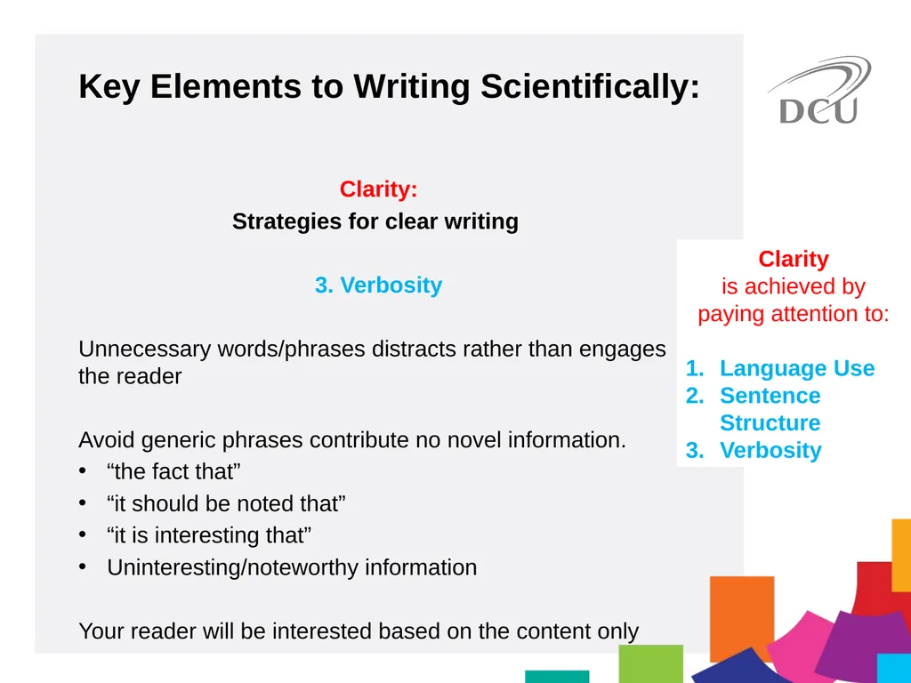 Scientific Writing DCU Student Learning Key - slide 17 of 34