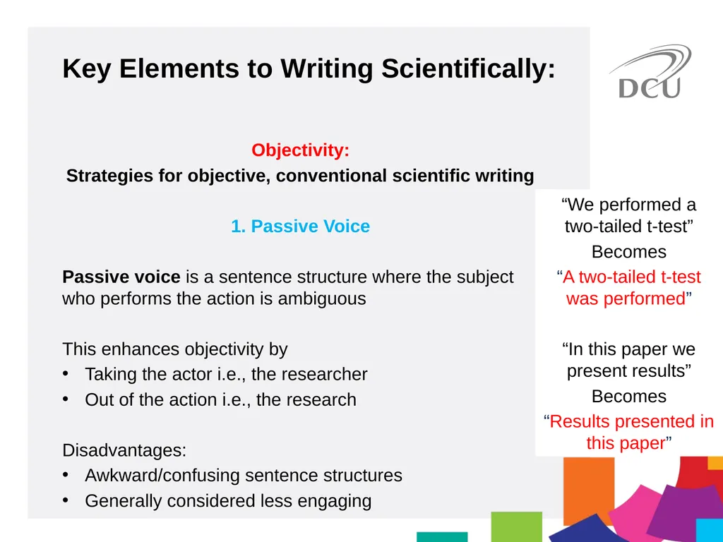 Scientific Writing DCU Student Learning Key - slide 19 of 34