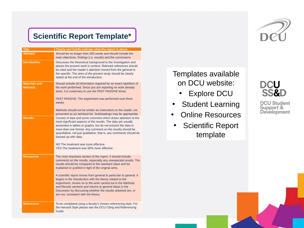 Scientific Writing DCU Student Learning Key - slide 24 of 34