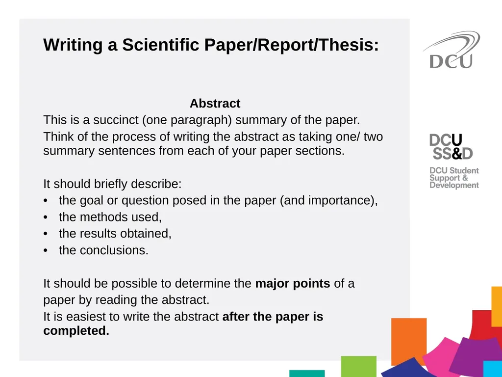 Scientific Writing DCU Student Learning Key - slide 26 of 34