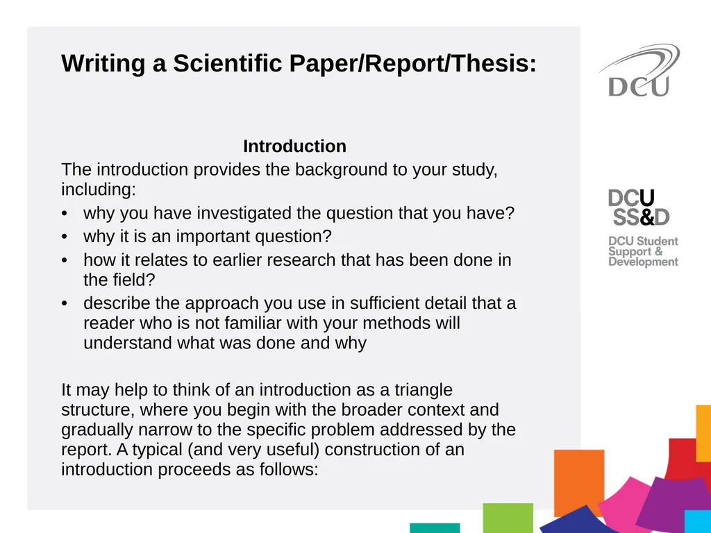 Scientific Writing DCU Student Learning Key - slide 27 of 34
