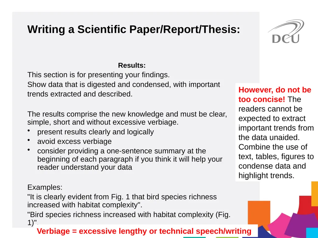 Scientific Writing DCU Student Learning Key - slide 30 of 34