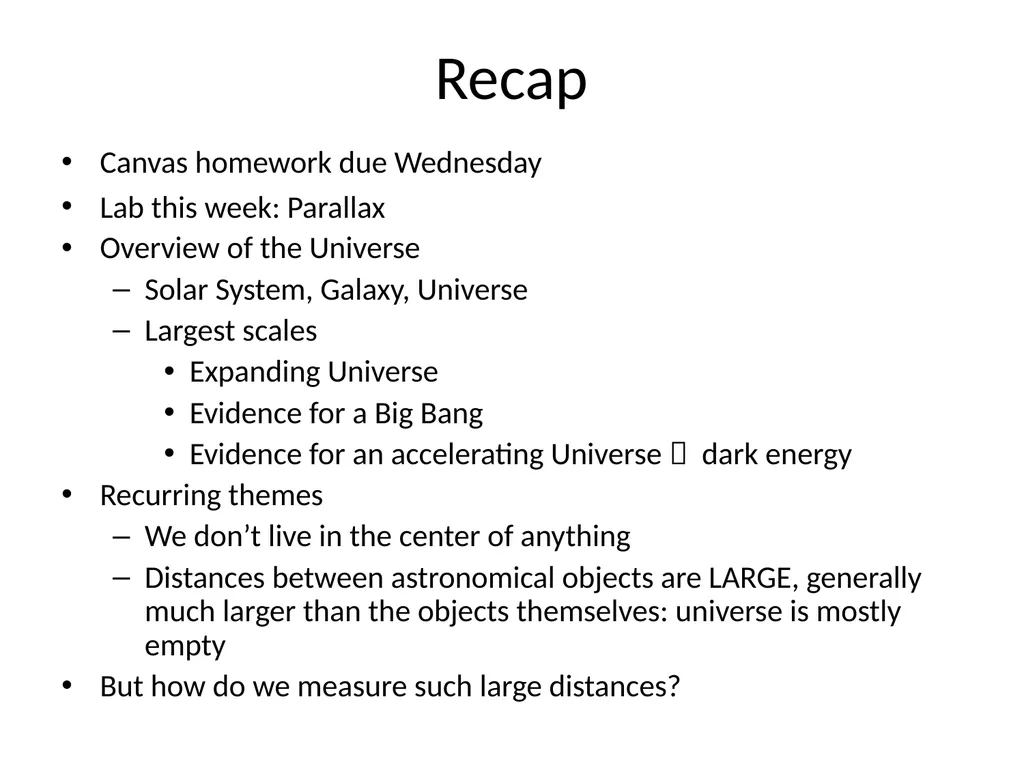 Distances to Astronomical Objects Recap Canvas - slide 2 of 19