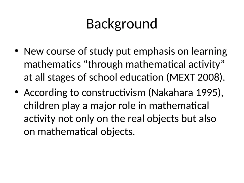 Verb-based Curriculum for Mathematics Education - slide 7 of 27