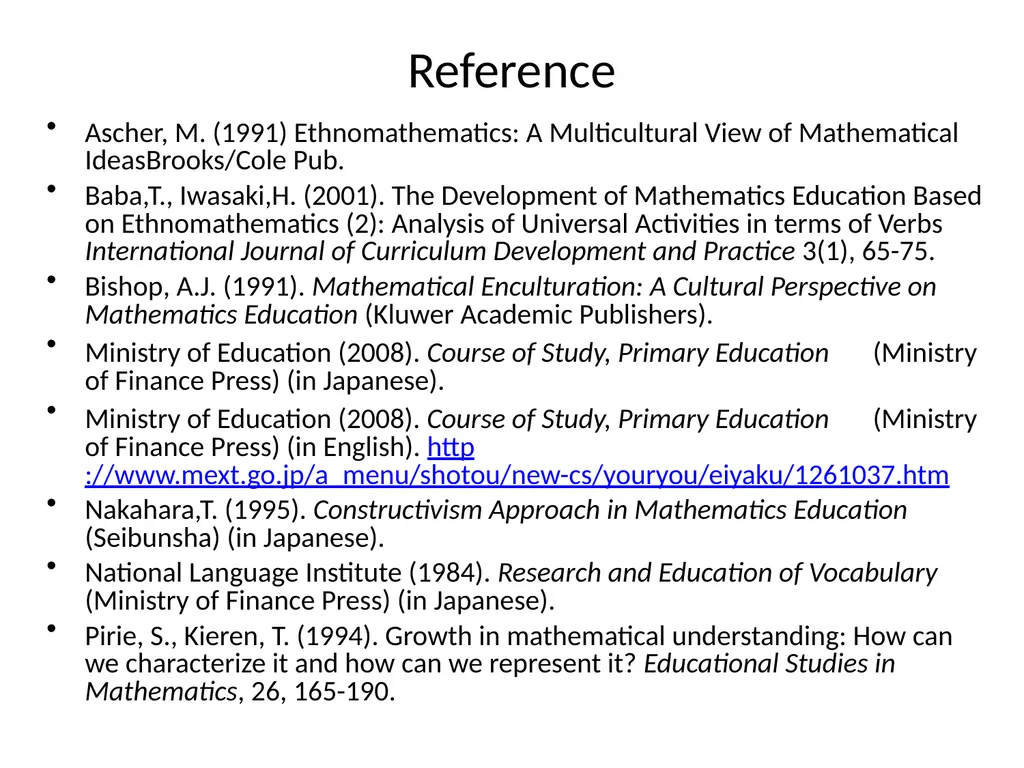 Verb-based Curriculum for Mathematics Education - slide 27 of 27