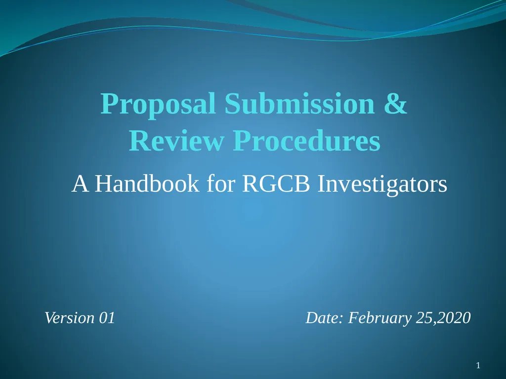 Proposal Submission & Review Procedures A Handbook - slide 1 of 18