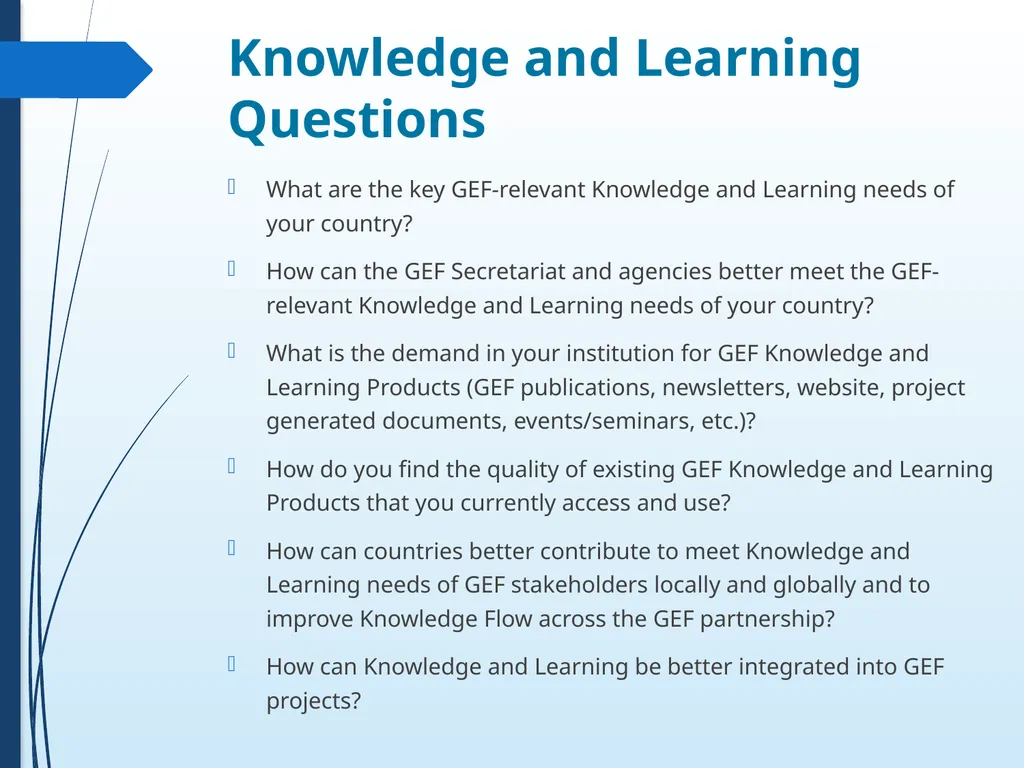Knowledge and Learning at the GEF and the GEF - slide 17 of 18