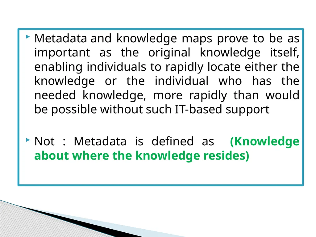 Knowledge Management infrastructure Knowledge - slide 22 of 43