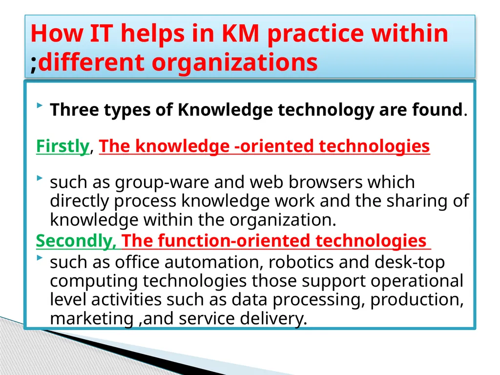 Knowledge Management infrastructure Knowledge - slide 9 of 43