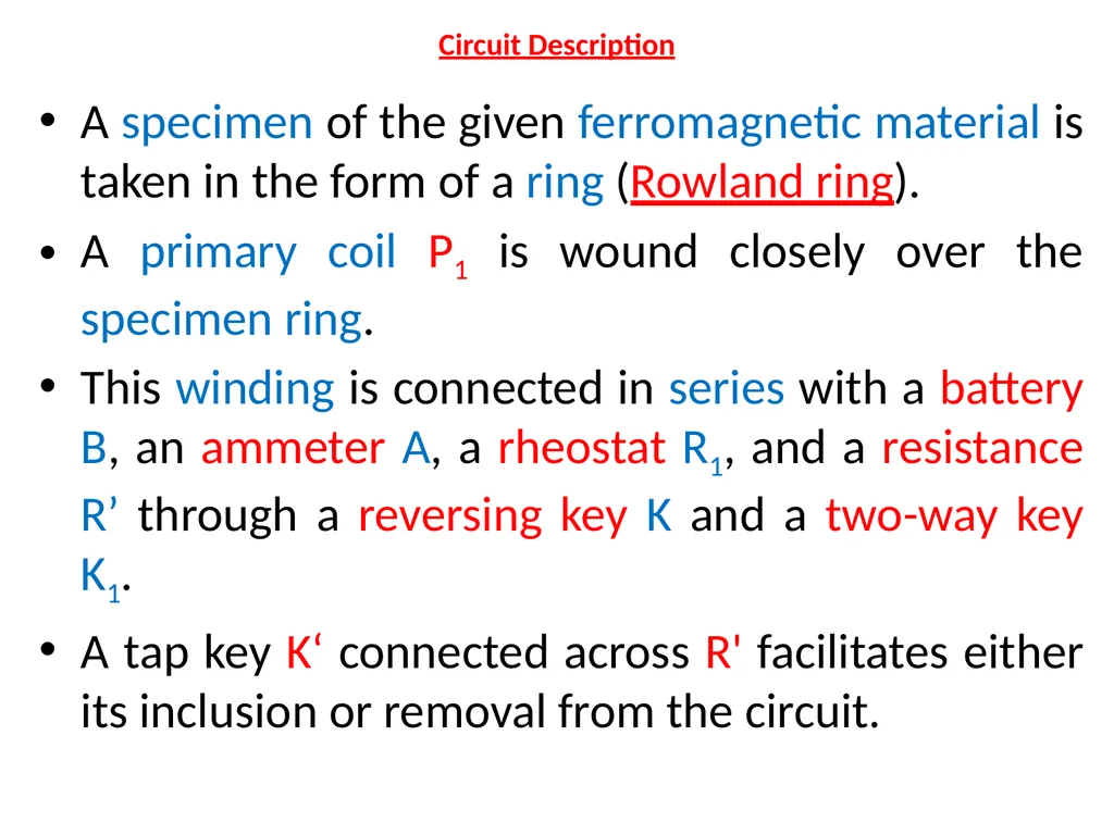 Experiment to draw B- H curve Ballistic method - slide 4 of 16