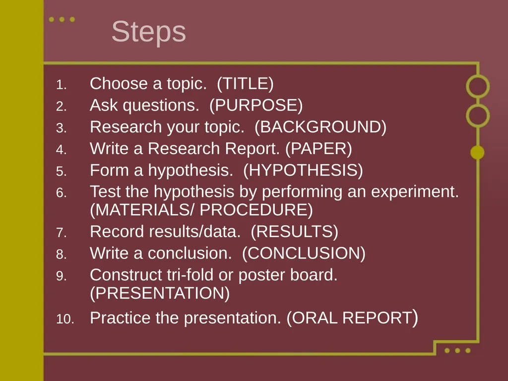 Steps to a Successful Science Fair Project Ms. - slide 2 of 8