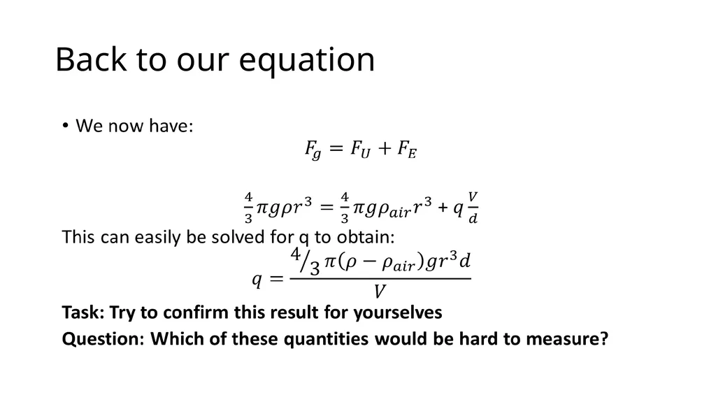 Millikan's Oil Drop Experiment Motivation After - slide 16 of 25