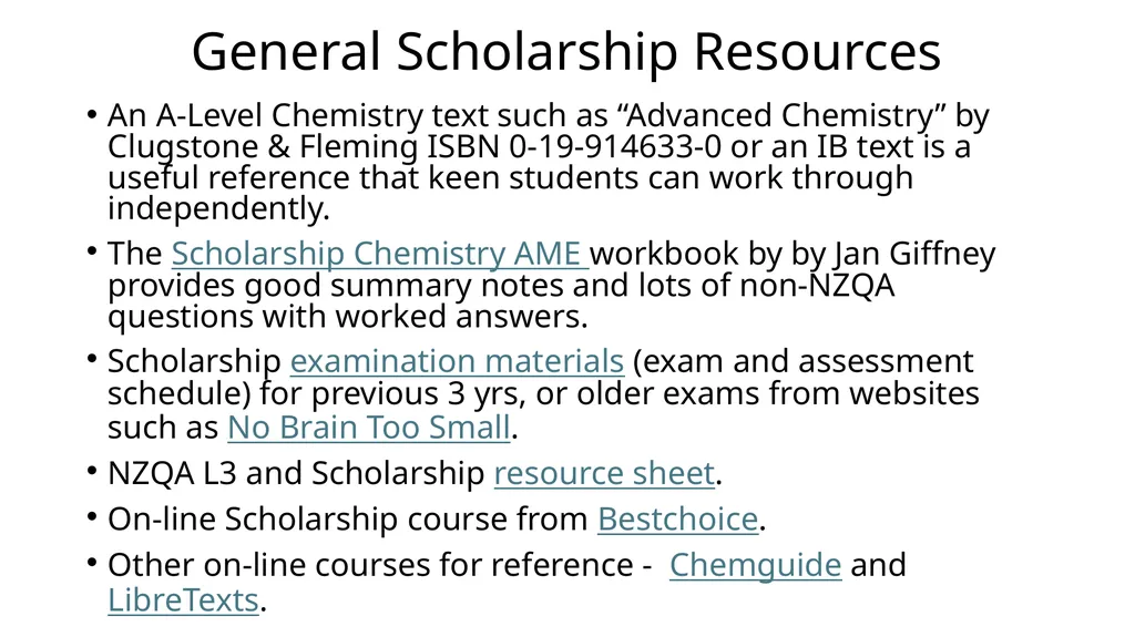 Scholarship Chemistry ian.torrie@gmail.com What - slide 11 of 18