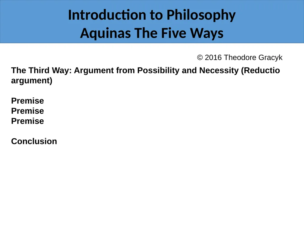 Introduction to Philosophy Aquinas The Five Ways - slide 12 of 17