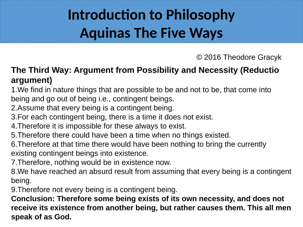 Introduction to Philosophy Aquinas The Five Ways - slide 13 of 17