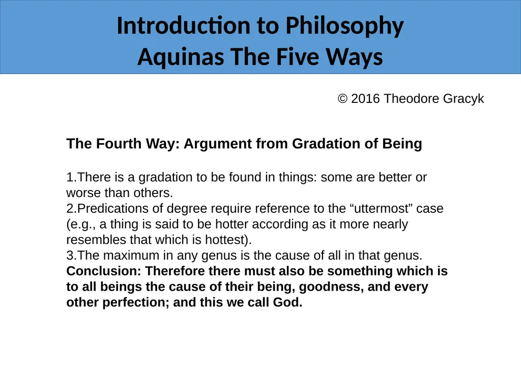 Introduction to Philosophy Aquinas The Five Ways - slide 15 of 17