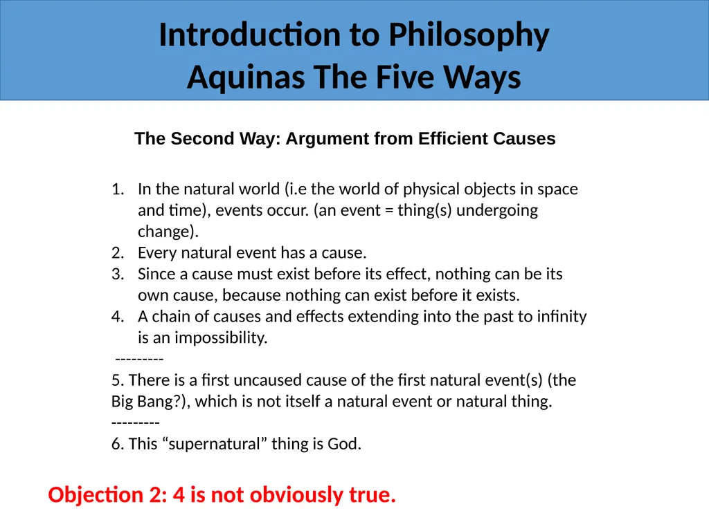Introduction to Philosophy Aquinas The Five Ways - slide 7 of 17