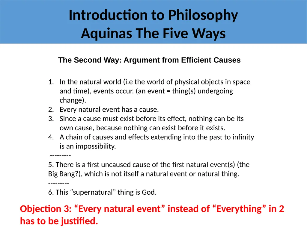 Introduction to Philosophy Aquinas The Five Ways - slide 8 of 17