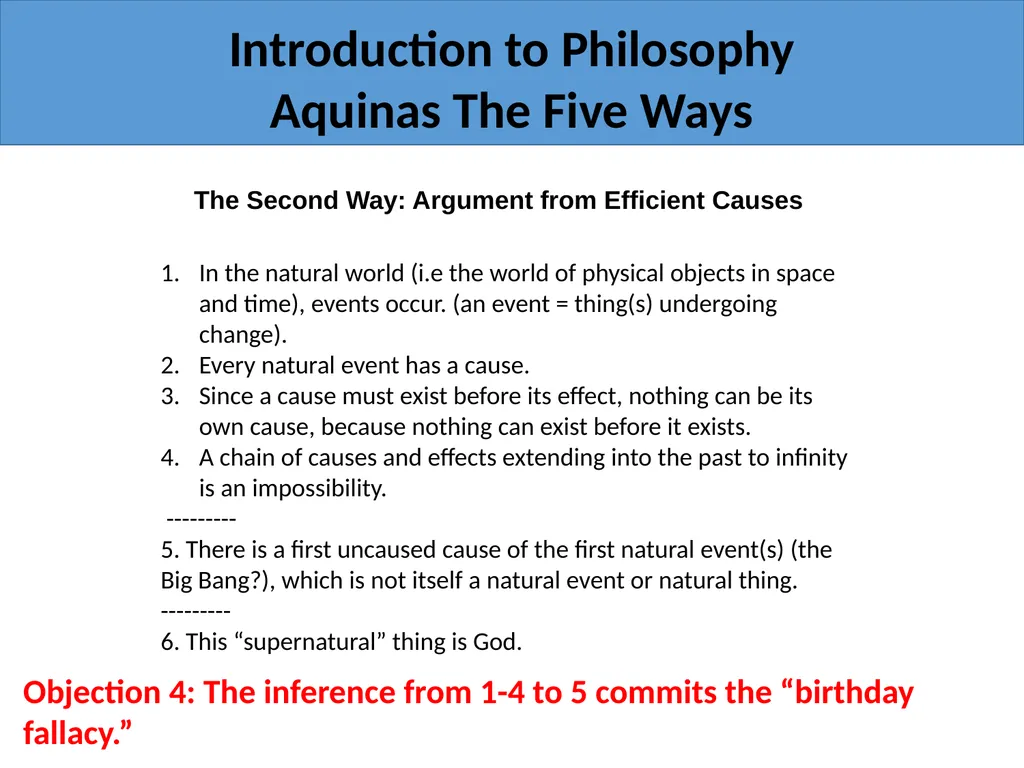 Introduction to Philosophy Aquinas The Five Ways - slide 9 of 17