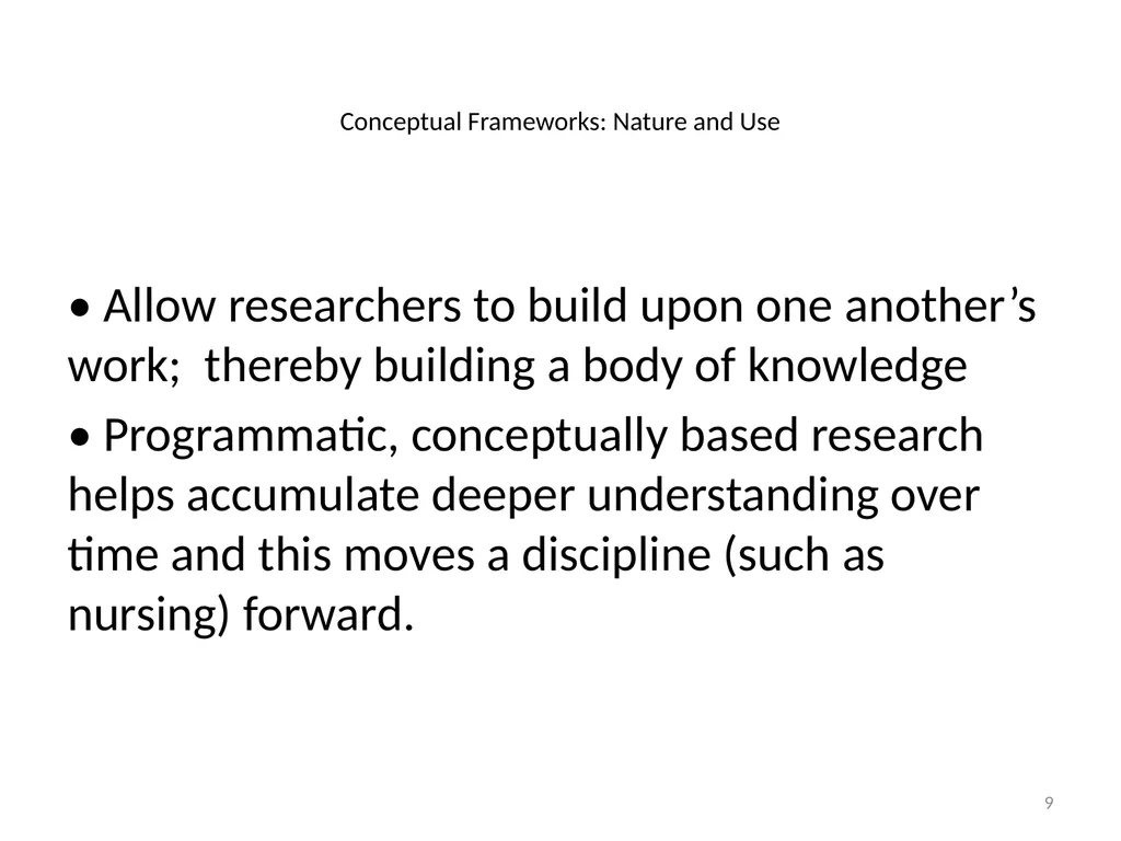 Conceptual Frameworks, Models, and Theories 1 - slide 9 of 23