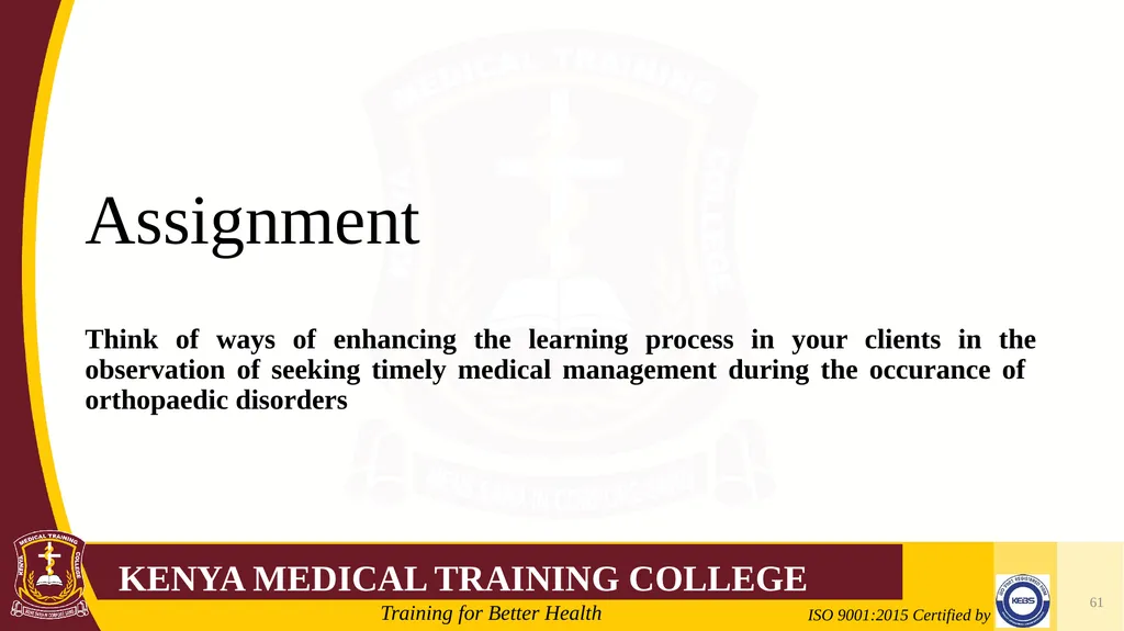 Medical Psychology Presenter: Winfred Nguih KMTC - slide 61 of 68