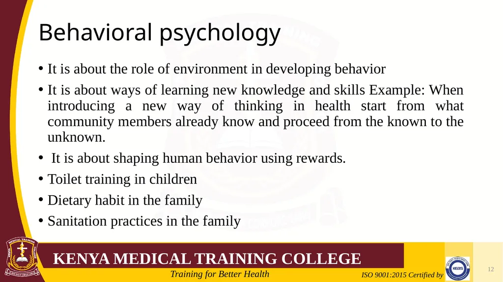 Medical Psychology Presenter: Winfred Nguih KMTC - slide 12 of 68