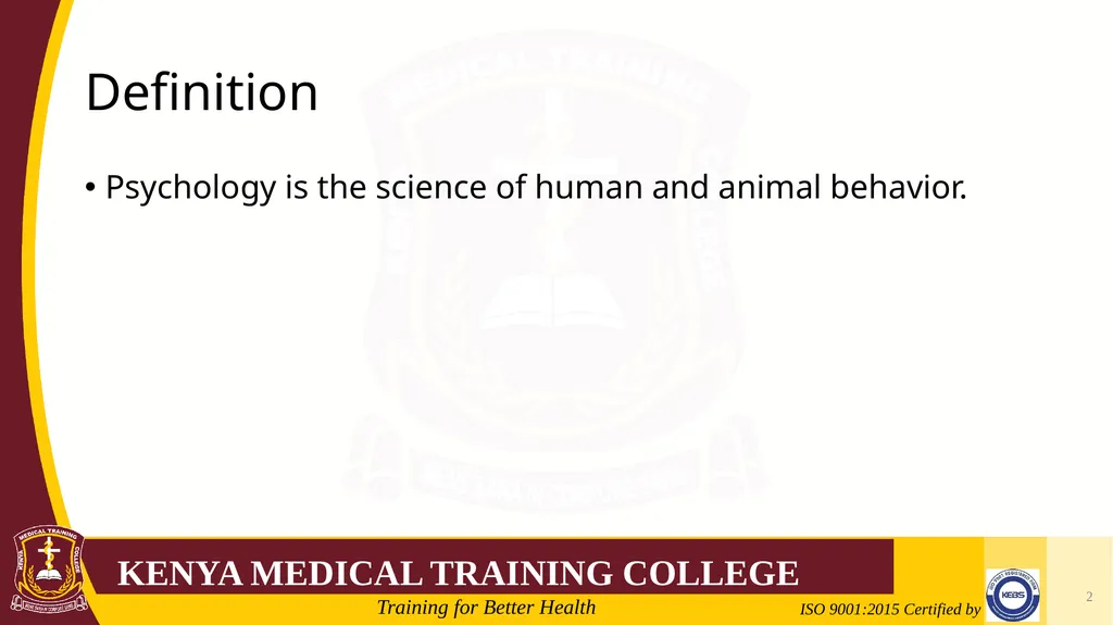 Medical Psychology Presenter: Winfred Nguih KMTC - slide 2 of 68
