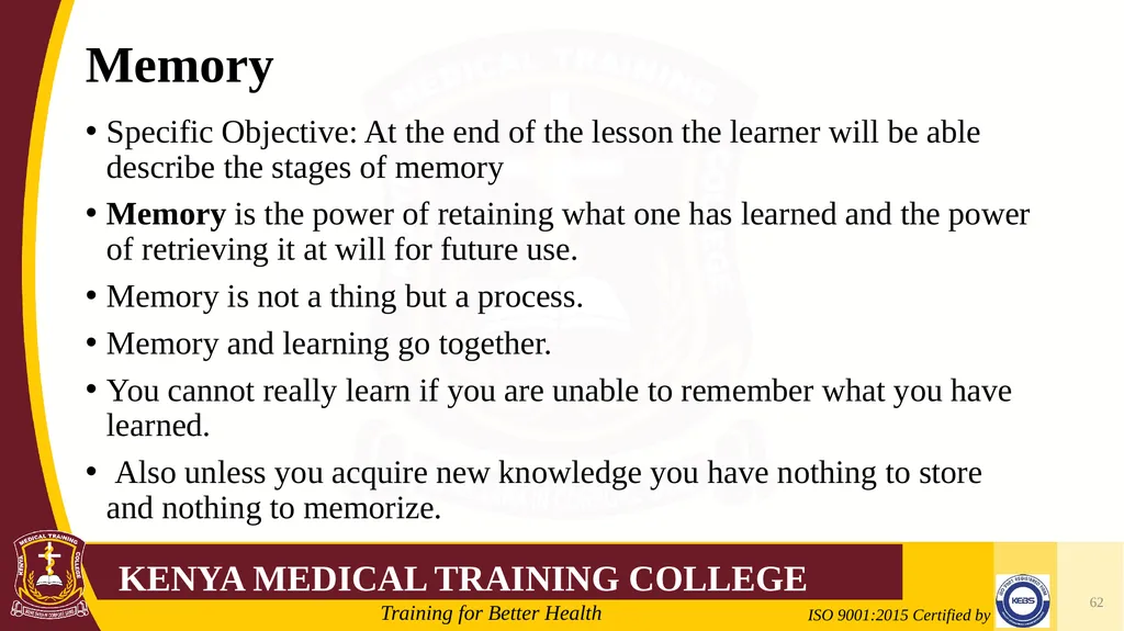 Medical Psychology Presenter: Winfred Nguih KMTC - slide 62 of 68