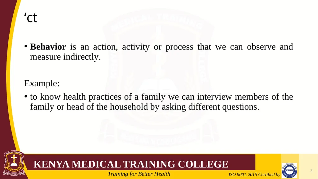 Medical Psychology Presenter: Winfred Nguih KMTC - slide 3 of 68