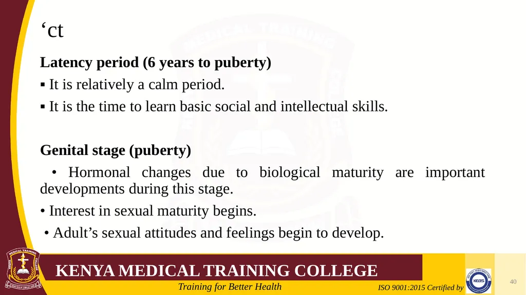 Medical Psychology Presenter: Winfred Nguih KMTC - slide 40 of 68