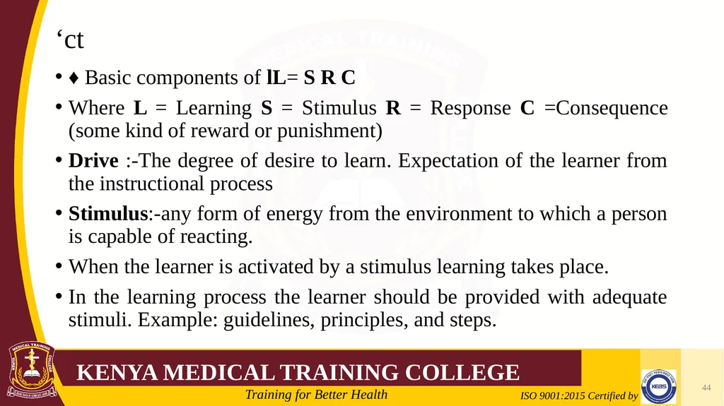 Medical Psychology Presenter: Winfred Nguih KMTC - slide 44 of 68