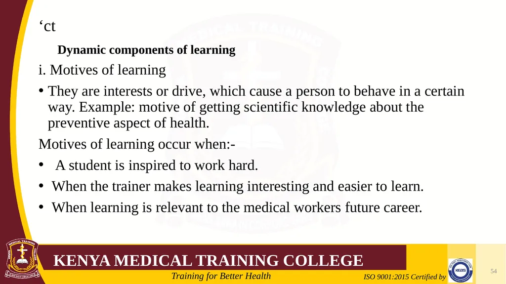 Medical Psychology Presenter: Winfred Nguih KMTC - slide 54 of 68