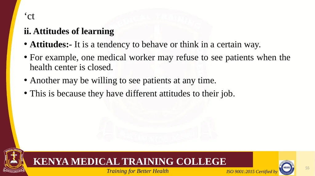 Medical Psychology Presenter: Winfred Nguih KMTC - slide 55 of 68