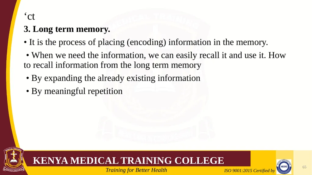 Medical Psychology Presenter: Winfred Nguih KMTC - slide 65 of 68