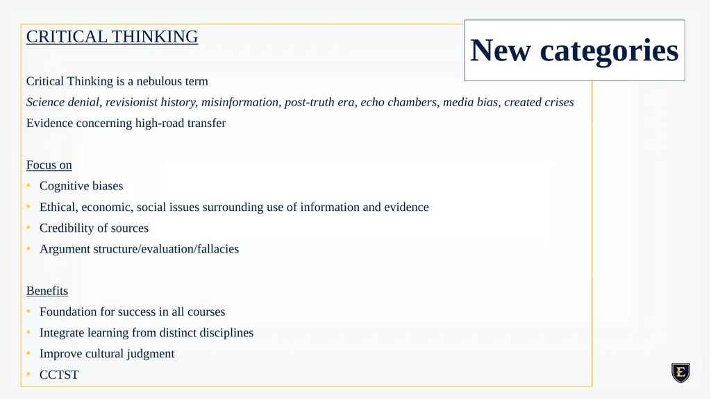 GENERAL EDUCATION REDESIGN December 8th, 2023 - slide 10 of 40