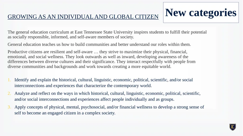 GENERAL EDUCATION REDESIGN December 8th, 2023 - slide 12 of 40