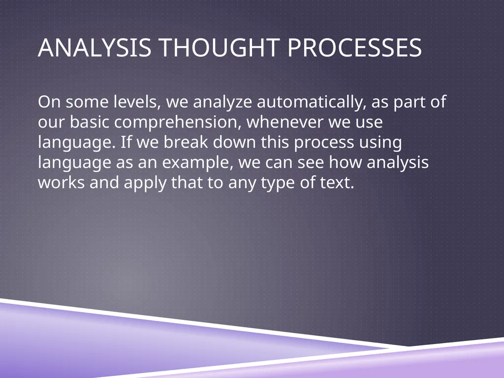 UNDERSTANDING ANALYSIS Interpretation Techniques - slide 10 of 43