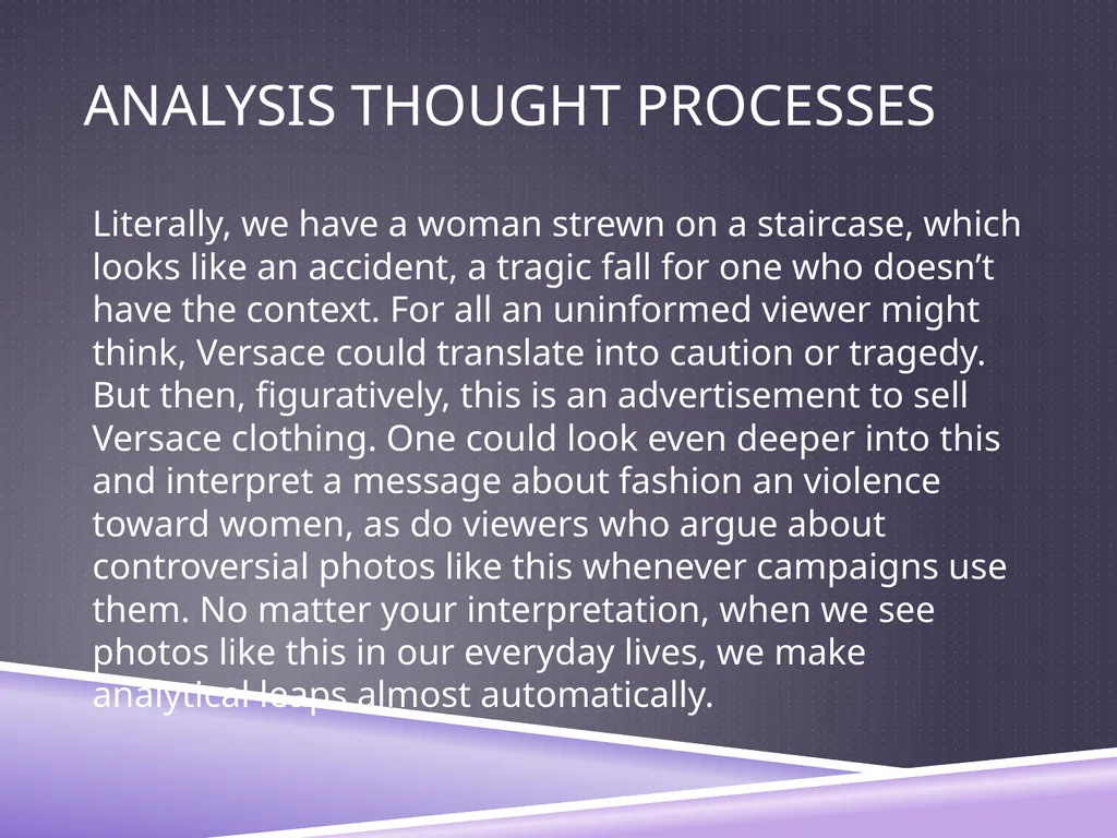 UNDERSTANDING ANALYSIS Interpretation Techniques - slide 18 of 43