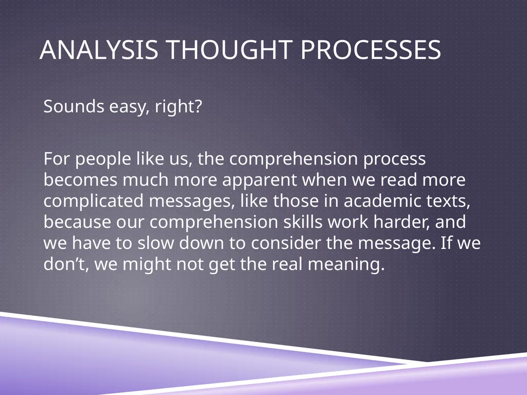 UNDERSTANDING ANALYSIS Interpretation Techniques - slide 19 of 43