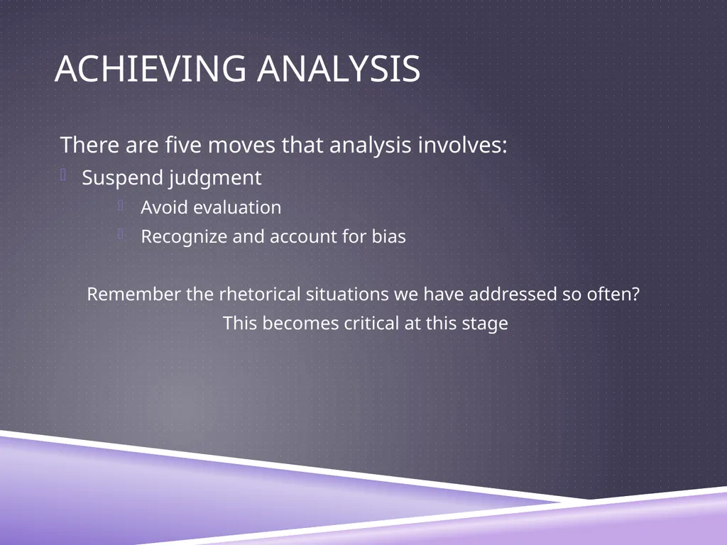 UNDERSTANDING ANALYSIS Interpretation Techniques - slide 21 of 43
