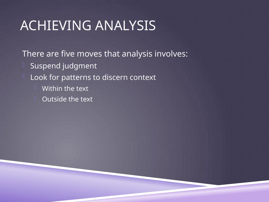 UNDERSTANDING ANALYSIS Interpretation Techniques - slide 22 of 43