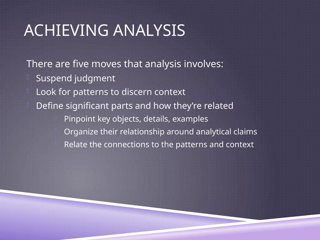 UNDERSTANDING ANALYSIS Interpretation Techniques - slide 23 of 43