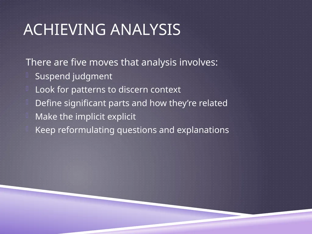 UNDERSTANDING ANALYSIS Interpretation Techniques - slide 25 of 43