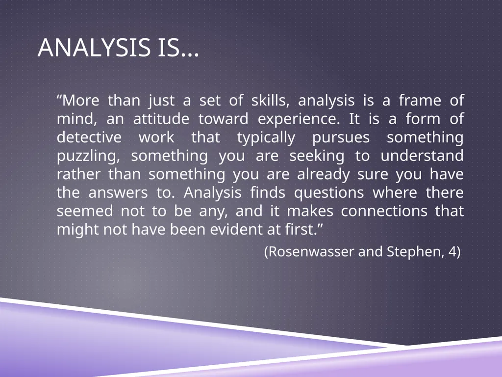 UNDERSTANDING ANALYSIS Interpretation Techniques - slide 2 of 43