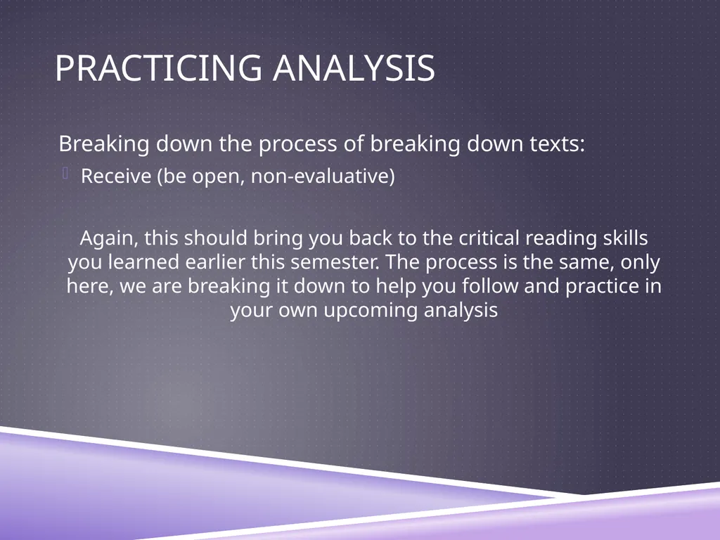 UNDERSTANDING ANALYSIS Interpretation Techniques - slide 27 of 43