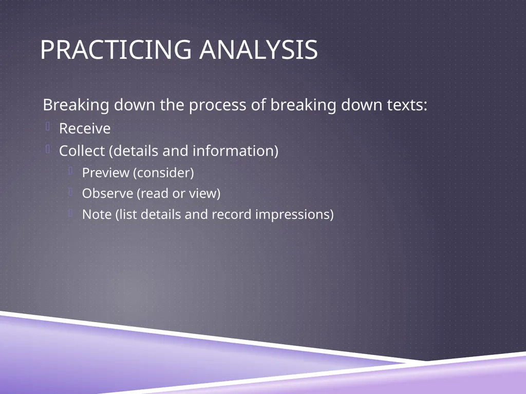 UNDERSTANDING ANALYSIS Interpretation Techniques - slide 28 of 43