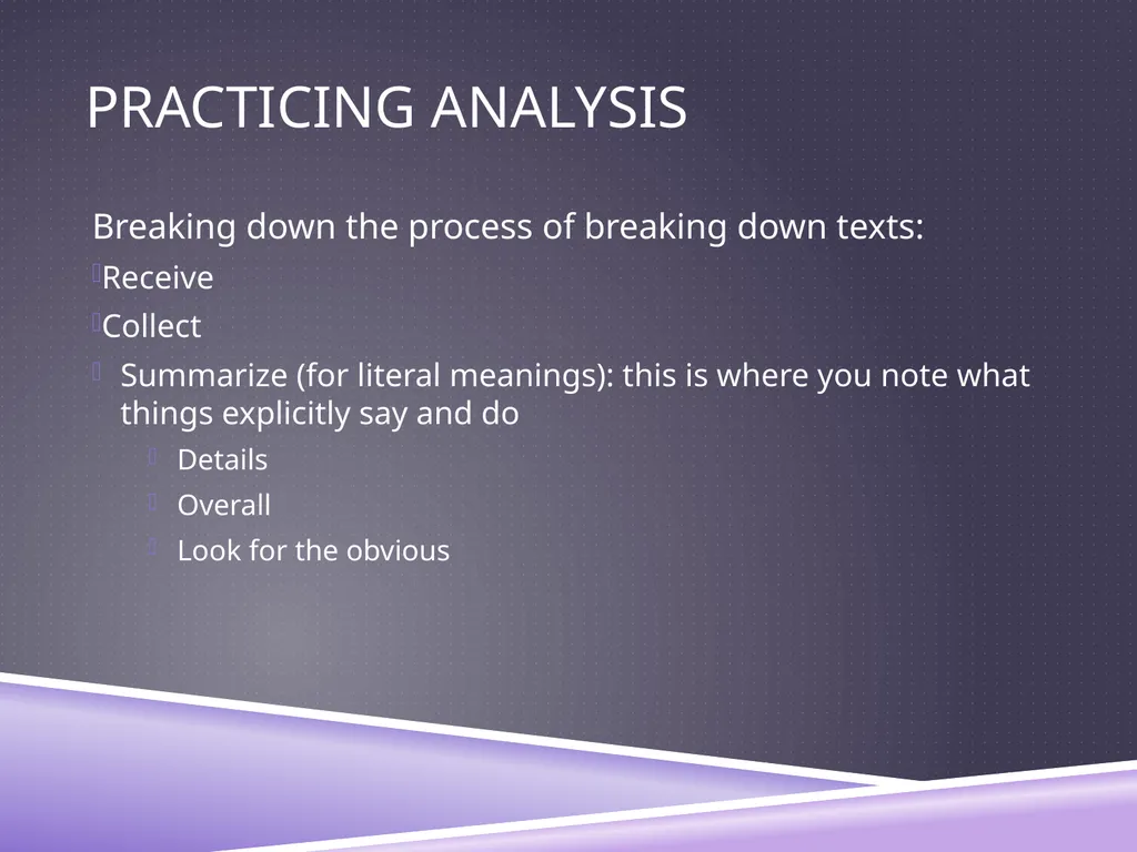 UNDERSTANDING ANALYSIS Interpretation Techniques - slide 29 of 43
