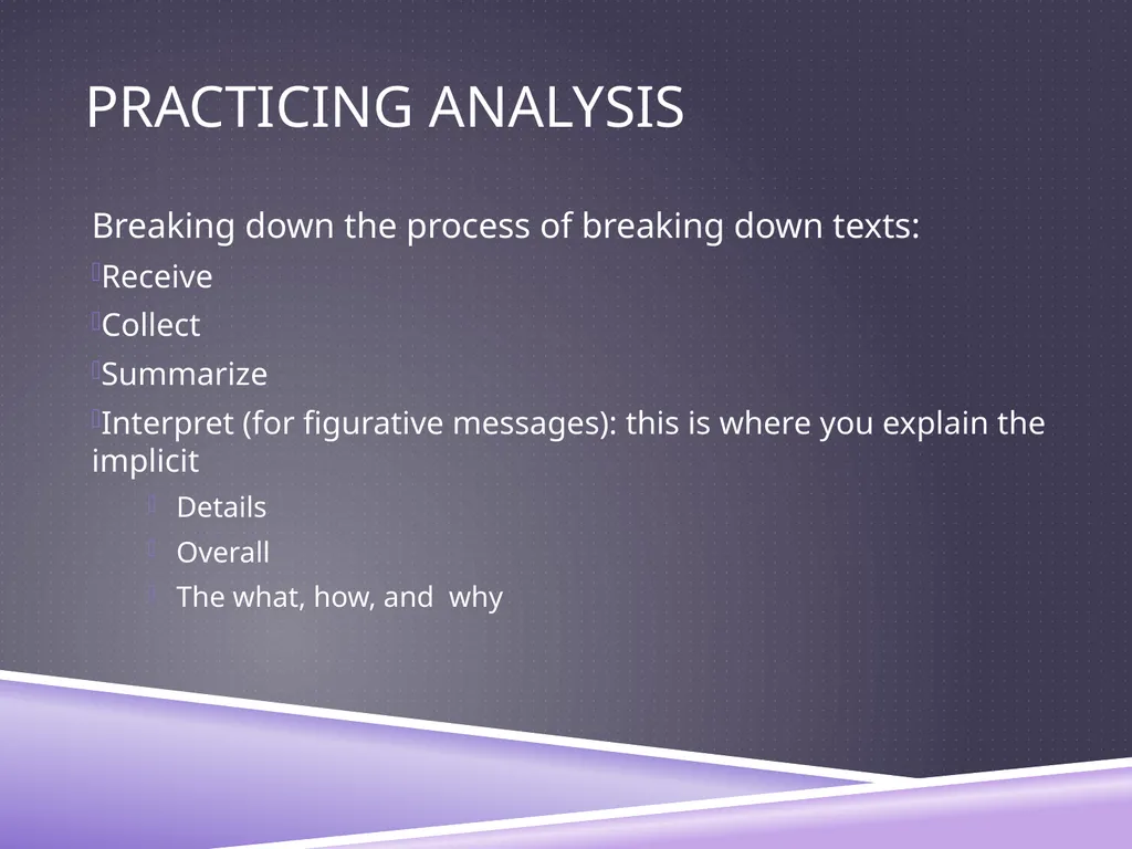 UNDERSTANDING ANALYSIS Interpretation Techniques - slide 30 of 43