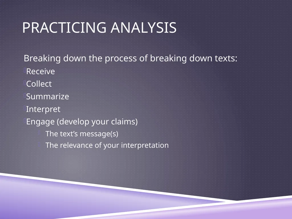 UNDERSTANDING ANALYSIS Interpretation Techniques - slide 31 of 43
